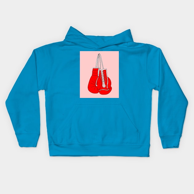 Boxing Female Boxer Retro Boxing Gloves Kids Hoodie by flofin